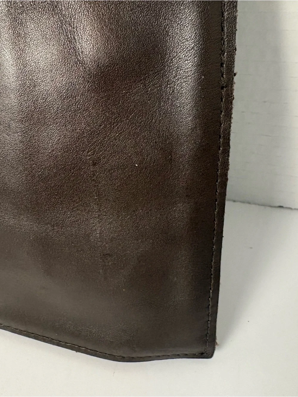 Vtg. HLC chocolate brown leather western envelope clutch